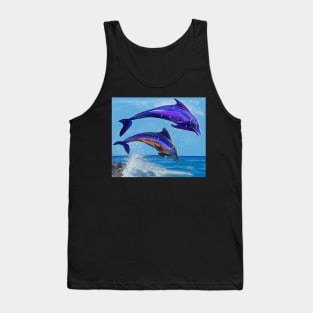 Cute dolphins diving into the ocean Tank Top